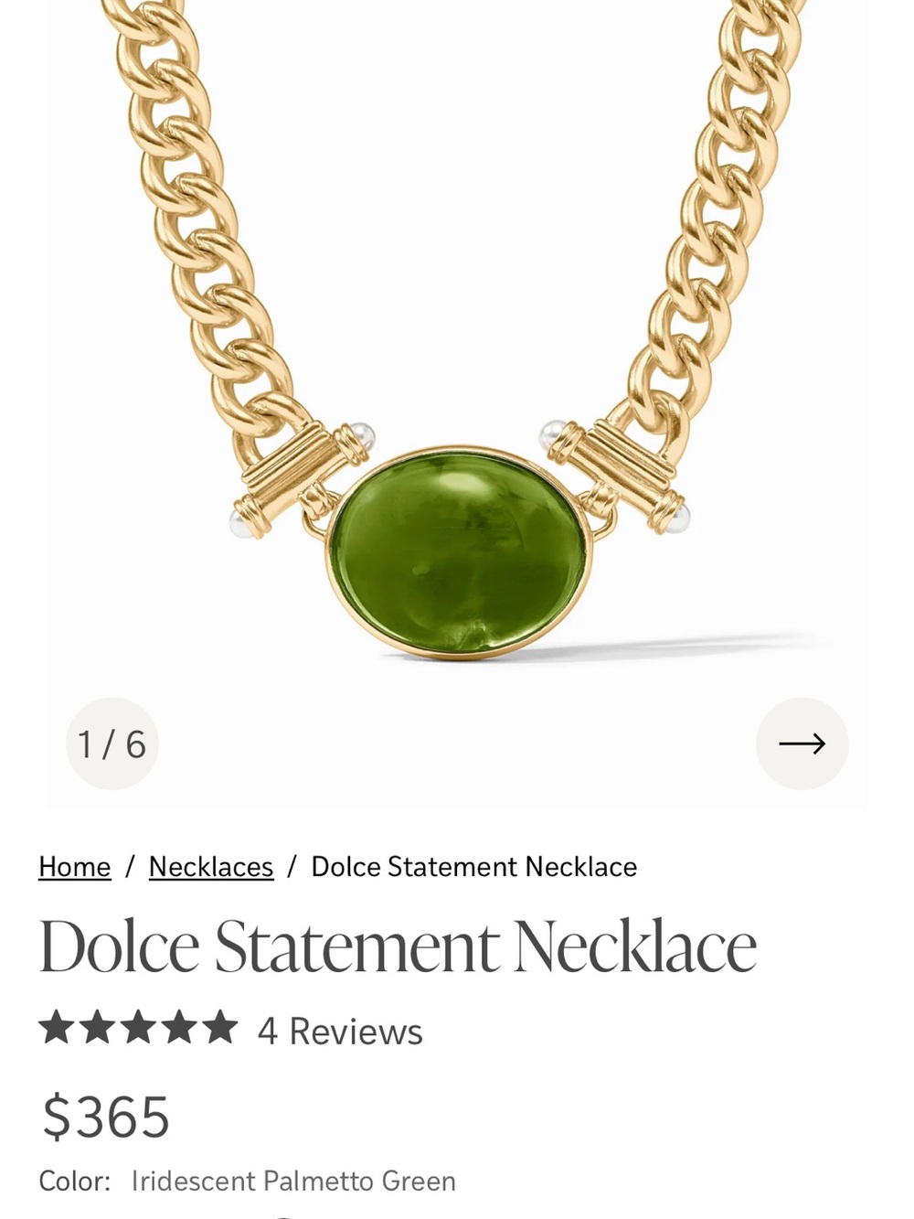 Statement Necklace in Iridescent Palmetto Green